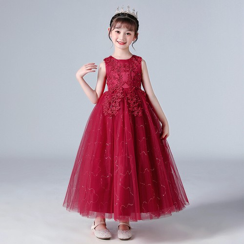 Abito da sposa lungo in pizzo elegante moda bambina maglia soffice vestito principessa - Foto 47 di 60