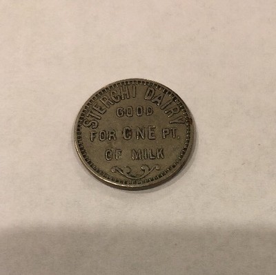 WESLEYVILLE PA ~ H 2 MILK DAIRY CHIT TOKEN WAGNER GF ONE PINT /& ONE QUART E