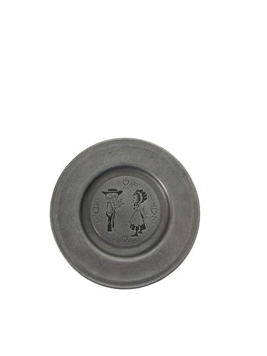 Old Mill Lancaster, PA 6 Inch Pewter Plate 6 Inch Amish Boy & Girl Vintage - Picture 5 of 7
