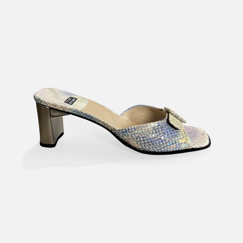 Vintage 90s Stuart Weitzman Mermaid Python Snakeskin Leather Kitten Heels 6 B - Picture 3 of 7