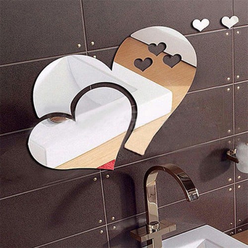 Juego de 2 calcomanías de pared con espejo 3D hágalo usted mismo con espejo 3D autoadhesivas habitación arte hogar - Imagen 10 de 16