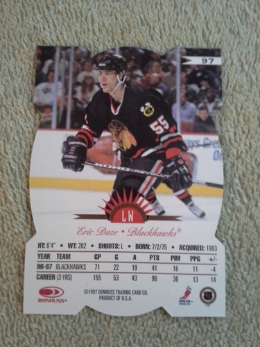 1997-98 Leaf Eric Daze Foil Y-Axis Bronze Diecut Insert Ltd #/200 Blackhawks - Picture 2 of 2
