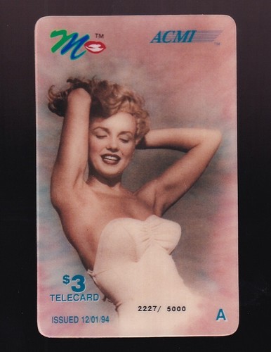 PHONE CARD Marilyn Monroe ACMI $3 card 1994 2227/5000 expired - Picture 1 of 2