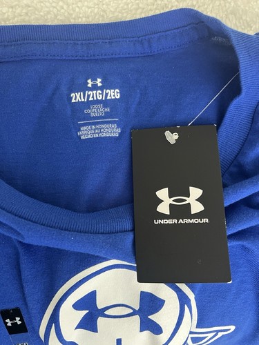 Under Armour T-Shirt Mens Size 2XL Blue Graphic Tee Logo Style 1378905 Loose Fit - Picture 7 of 10