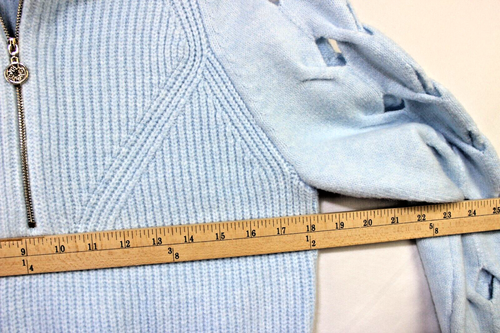 WHITE HOUSE BLACK MARKET Women's Size Small Sweater Half Zip Light Blue - Picture 7 of 12