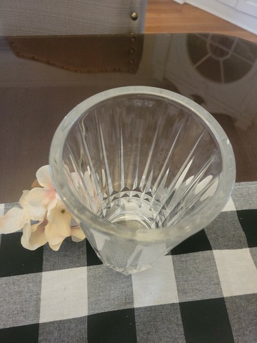 Jarrón pesado de cristal transparente cortado a mano firmado Val St. Lambert 8" hecho en Bélgica - Imagen 5 de 8