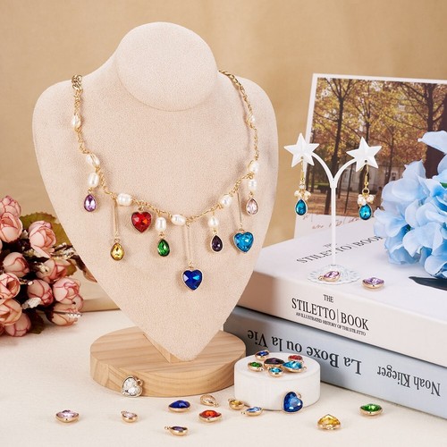 40Pcs Faceted Glass Rhinestone Pendants Teardrop Heart Charms 15~16.5x9~14mm - Picture 7 of 8
