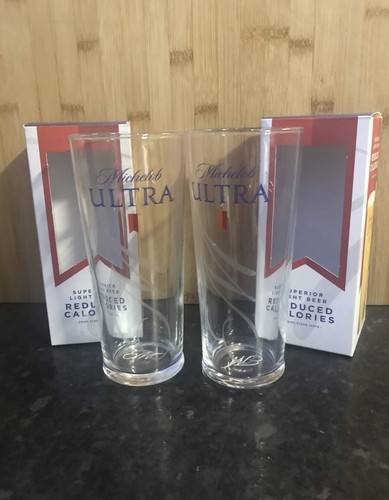4 x Michelob Ultra Pint 20oz Glasses Superior Light Beer Glass Damaged boxes - Foto 2 di 4