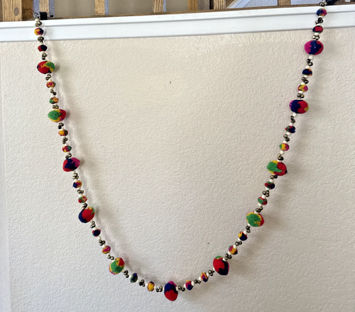 Latkan Pom Poms Bells & Beads Garland Decor Strand Multi-Colored 6’ Long - Picture 7 of 10