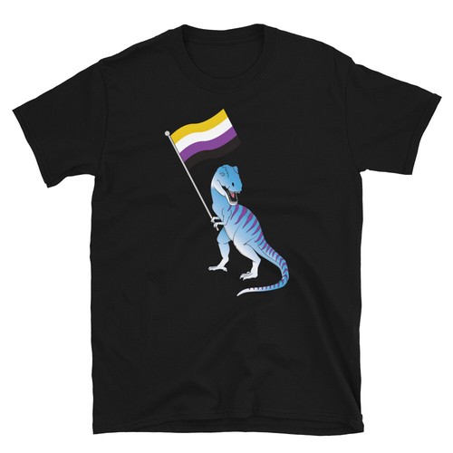 Nonbinary Shirt Dinosaur Flag LGBTQIA Pride LGBT Decal Non Binary Agender - 第 1/6 張圖片