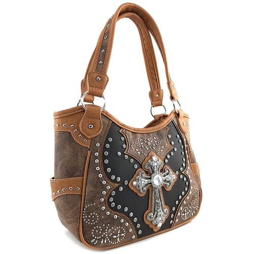 Justin West Concealed Carry Floral Studs Laser Cut Cross Handbag Purse Wallet - Picture 75 of 140