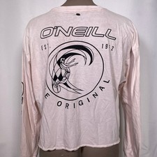 O'Neill Pink Surf Long Sleeve Raw Hem Crop Top Women's MEDIUM