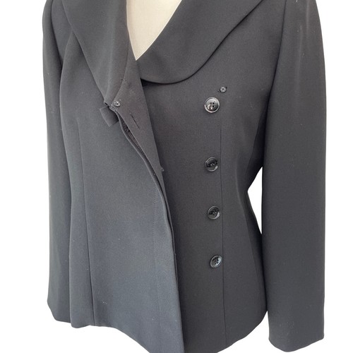 JACQUELINE FERRAR Black Blazer Size 6 Petite Career Formal Elegant Minimalist - Picture 6 of 9