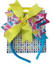Peeps Easter Bunny Headband Girls Hair Bow Multicolor Spring Accessory NWT