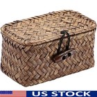 Handwoven Seagrass Mini Storage Basket Dust-proof Organizer Decorative Box Gift