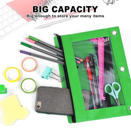 Pencil Pouch for 3 Ring Binder, 36 Pack Bulk Pencil Bags with Zipper, 6 Color... - Picture 6 of 7