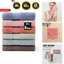 Cotton Washcloths Set 6 Pcs Absorbent Soft Face Towels 13x13 Inch