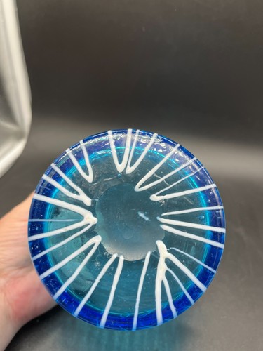 Vintage Venini für Disaronno blaues Glas mit weißen Streifen Eiskübel Murano - Neu - Bild 2 von 12