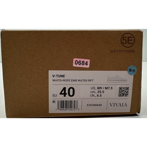 Sneakers VIVAIA unisex V-Tune classiche slip-on bianco/corda taglia W9 M7,5 nuove con scatola #08S - Foto 9 di 9