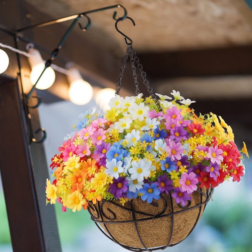 Outdoor Hanging Artificial Flowers with Basket, Plant Hanger 12pcs Fake Flowe... - Bild 9 von 9