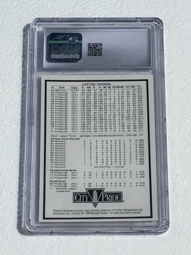 1993 City Pride Bread Roberto Clemente KNEELING FIVE BATS Graded 9 MINT CGC - Picture 2 of 2