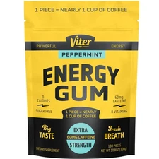 Viter Energy 60mg Caffeine Gum Peppermint Flavor 180 Pieces - Sugar Free Vita...