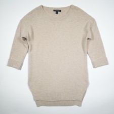 Ann Taylor Crewneck 3/4 Sleeve Pullover Knit Sweater Women  s Small Oatmeal Tan