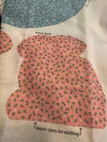 VIP CRANSTON Bunny Basket Fabric Pastel CALICO Cotton Fabric Cut Sew Panel NEW - Picture 7 of 9