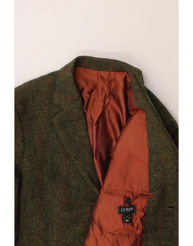 J. CREW Mens 3 Button Blazer Jacket UK 38 Medium Khaki Herringbone Wool AC01 - Picture 3 of 3