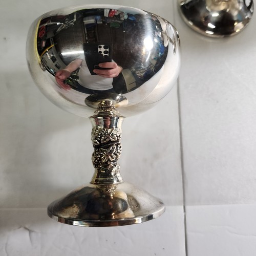 6 Vintage Plator Silver Plated Goblets Made in Spain 3.75” Tall Decorative Stems - Picture 2 of 7