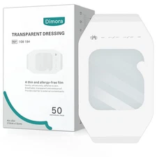 Transparent Film Dressing 50 Packs, Waterproof Adhesive Clear Bandages 4 in x...