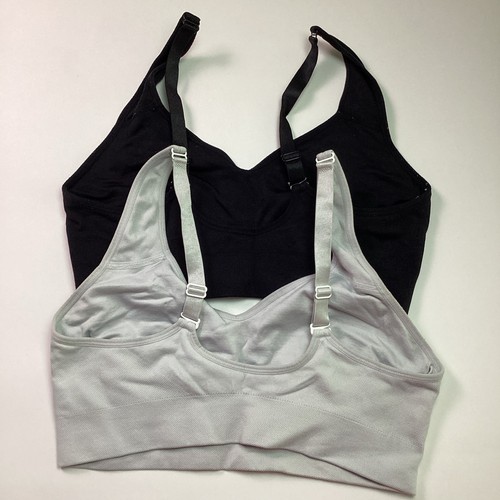 Puma 2-Pack Seamless Sports Bra Convertible Back, Black/Gray, Size M -Open Box - Picture 3 of 6