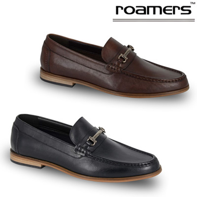 Herren Roamers Halbschuhe Schuhe Leder Glatt Slipper Sattelstange Flacher Absatz Hochzeiten