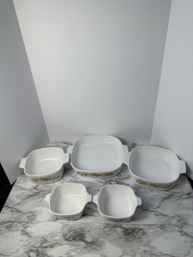 Vtg RARE Corning Ware Original Spice of Life Set Of 5 Square Casserole NUMBERED - Picture 2 of 19
