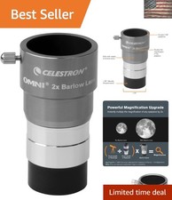 Omni 2X Barlow Lens - Silver Telescope Accessory for Astrophotography