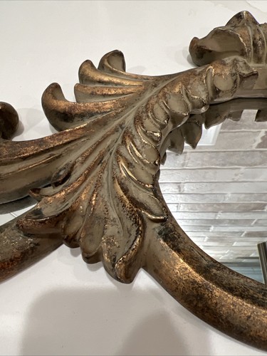 Vtg Rococo Baroque Style Ornate Molded Bronzed Gold Frame Wall Mirror 24 X 8.75” - Bild 6 von 14