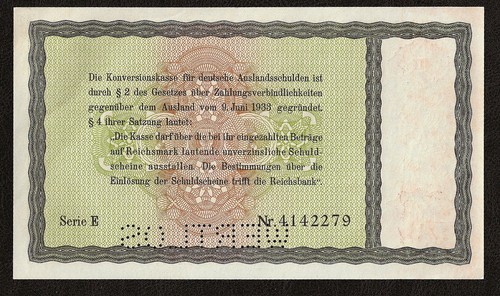 ALEMANIA 5 Reichsmark Konversionskasse 1933 P-207 WERTLOS perforado AUNC - Imagen 3 de 3
