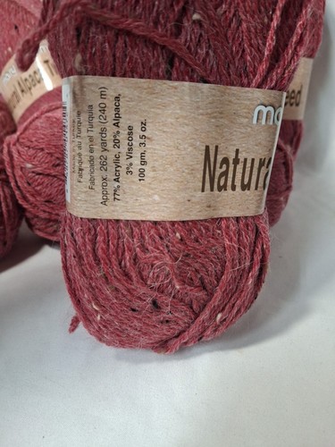 NEU 8 Knäuel Mary Maxim Natur Alpaka Tweed Garn "WILD BERRY" mit Muster - Bild 2 von 4