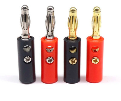 10Pcs Gold Plated Banana Plugs Audio Jack Speaker Wire Cable Screw Connector 4mm