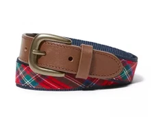 NWT Janie And Jack Boys Red Blue Plaid Belt Size 2-3T