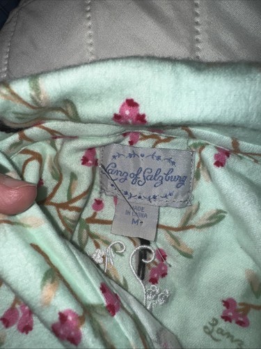 Neu Lanz of Salzburg M Flanell Pyjama Set mintgrün Herz Knöpfe Vögel Blumen - Bild 10 von 10