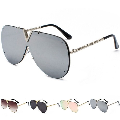 Womens Large V-Shaped Oversized Square Frame Sunglasses Designer Retro Vintage - Picture 3 of 13
