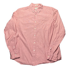 J Crew Secret Wash Shirt Men's Large Slim Organic Cotton Salmon Pink Button Down