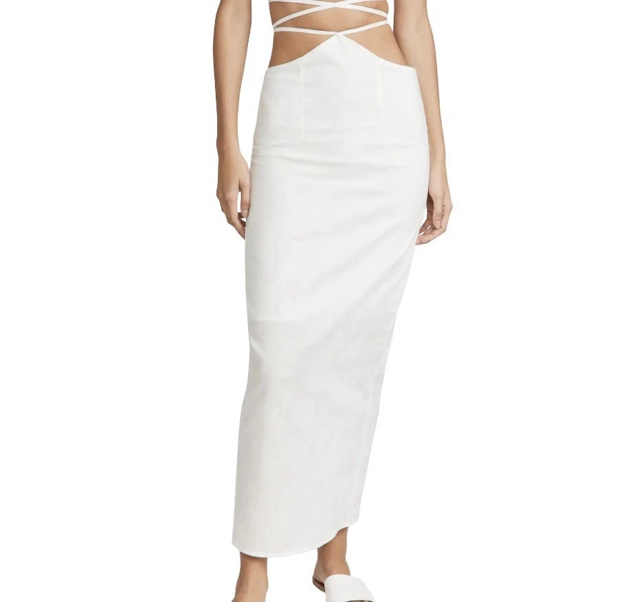 Lioness Surf Lodge Linen & Cotton Maxi Skirt White Size Large NWT