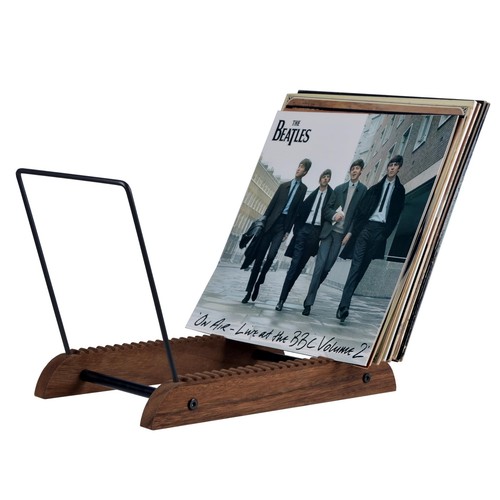 Extra-Large Vinyl Record Storage Holder Modern Album Display Solid Wood Stand...