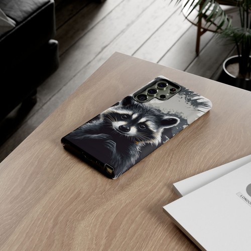 Handy Ink Case für iPhone / Galaxy / Pixel - Waschbär Grau Schwarz Lack Kunst - Bild 241 von 257