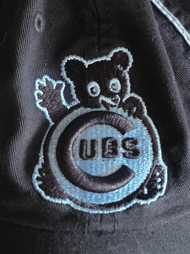 CHICAGO CUBS AMERICAN NEEDLE Black Blue Adjustable BASEBALL CAP HAT Preowned - Picture 2 of 7