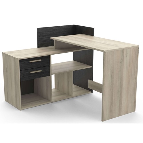 Optima Mesa Escritorio Reversible Melamina Roble Kronberg/Negro 121cm Estilo Mod - Imagen 2 de 5