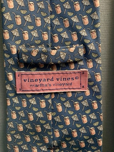 Martha’s Vineyard Vines Seide Cocktail Regenschirm Krawatte blau rosa 3,75 x 57 Krawatte - Bild 5 von 5