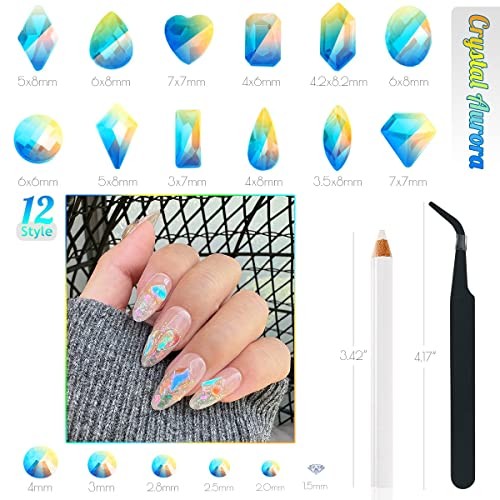 Nail Art Strasssteine klar Mondlicht Nagel Charms mehrere Formen ein Set Aurora - Bild 4 von 7
